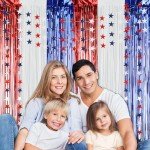 BAHABY 4th of July Decorations Set: 8 Strands Patriotic Star Streamers Banner Garland + 2 Pack 3.28Ft x 6.56Ft Metallic Tinsel Foil Fringe for Independence Day Memorial Day