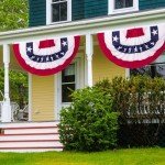 3 x 6 Ft Bunting Flags, Large Patriotic USA Pleated Fan Flags, 4th of July Decorations Bunting Banner Half Fan Flag for Independence Day Memorial Day Outdoor Home Door Yard Decor (Set of 4)