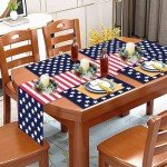 4th of July Candle Rings Artificial Flower Wreath Red Blue White Patriotic Candle Holder 9.84" Tables Centerpieces Home Farmhouse Decor for Independence Day Memorial Day