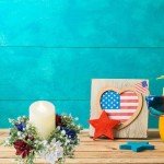 4th of July Candle Rings Artificial Flower Wreath Red Blue White Patriotic Candle Holder 9.84" Tables Centerpieces Home Farmhouse Decor for Independence Day Memorial Day