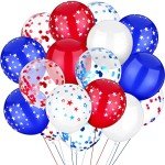 Boao 90 Pieces 4th of July Balloons Patriotic Red White and Blue Memorial Day Latex Balloons with Confetti Star 12 Inch for 4th of July Independence Day Birthday Patriotic Party Decorations