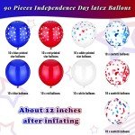 Boao 90 Pieces 4th of July Balloons Patriotic Red White and Blue Memorial Day Latex Balloons with Confetti Star 12 Inch for 4th of July Independence Day Birthday Patriotic Party Decorations