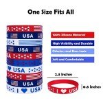 JAKADYUKS American Flag Silicone Bracelet 40Pcs, Fourth 4th of July Patriotic Party Favors, Memorial Day Veterans Day Wristband, USA Red White and Blue Decoration
