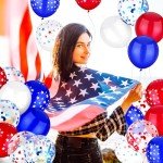 Boao 90 Pieces 4th of July Balloons Patriotic Red White and Blue Memorial Day Latex Balloons with Confetti Star 12 Inch for 4th of July Independence Day Birthday Patriotic Party Decorations