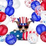 Boao 90 Pieces 4th of July Balloons Patriotic Red White and Blue Memorial Day Latex Balloons with Confetti Star 12 Inch for 4th of July Independence Day Birthday Patriotic Party Decorations