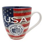 Rockin Mug 4 piece set - USA American Flag Coffee and Tea Mug - Ceramic 14 oz - United States of America Patriotic Mug (4 PACK)