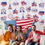 40Pcs 4th of July Decorations Hanging Swirls, Double Sided Independence Day Ceiling Hanging Decor Patriotic Streamers Foil Swirl for 4th of July Independence Day Patriotic Party Decorations