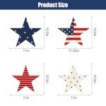 July 4th Patriotic Decorations Outdoor: 8pcs Vintage American Flag Stars Yard Signs with Stakes, Rustic Red White Blue Memorial Day Decor, Corrugated Waterproof Lawn Garden Decorations Outside