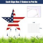 July 4th Patriotic Decorations Outdoor: 8pcs Vintage American Flag Stars Yard Signs with Stakes, Rustic Red White Blue Memorial Day Decor, Corrugated Waterproof Lawn Garden Decorations Outside