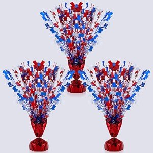 Capoda 3 Pcs 4th of July Table Centerpieces Metallic Plastic Patriotic Decoration Centerpiece Glitter Foil Independence Day Table Decoration for Labor Day Veteran Day Memorial Day Party Supplies Decor
