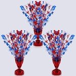 Capoda 3 Pcs 4th of July Table Centerpieces Metallic Plastic Patriotic Decoration Centerpiece Glitter Foil Independence Day Table Decoration for Labor Day Veteran Day Memorial Day Party Supplies Decor