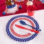 Supernal 180pcs 4th of July Plates,American Flag Plates,Red White and Blue Plastic Silverware for Independence Day,Include Dinner Plates,Dessert Plates,Forks,Knives,Spoons,Cups,Independence Day Party