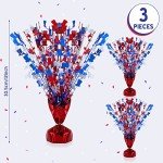 Capoda 3 Pcs 4th of July Table Centerpieces Metallic Plastic Patriotic Decoration Centerpiece Glitter Foil Independence Day Table Decoration for Labor Day Veteran Day Memorial Day Party Supplies Decor