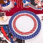 Supernal 180pcs 4th of July Plates,American Flag Plates,Red White and Blue Plastic Silverware for Independence Day,Include Dinner Plates,Dessert Plates,Forks,Knives,Spoons,Cups,Independence Day Party