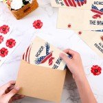 Watersay 100 Sets Memorial Day Cards Bulk 4th of July Thank You Cards with Envelopes and Stickers Patriotic Veteran Military Appreciation Note Watercolor Card 4 x 6 Inch