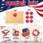 Watersay 100 Sets Memorial Day Cards Bulk 4th of July Thank You Cards with Envelopes and Stickers Patriotic Veteran Military Appreciation Note Watercolor Card 4 x 6 Inch