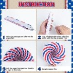 DMIGHT 4th of July Decorations, 33PCS Patriotic Memorial Day Decorations Set with Banner, USA Balloons, Paper Fans, Star Streamer, Hanging Swirls, Paper Pom Poms for Fourth of July Red White and Blue