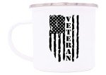 Rogue River Tactical Military Veteran Camp Mug Enamel Camping Coffee Cup Gift For Vet USA Tattered Flag Subdued