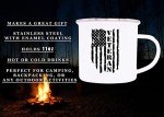 Rogue River Tactical Military Veteran Camp Mug Enamel Camping Coffee Cup Gift For Vet USA Tattered Flag Subdued