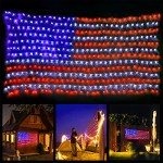 XTF2015 Led Flag Net Lights of The United States, Waterproof American Flag String Light for Christmas, Festival, Holiday, Independence Day, Memorial Day, Decoration, Garden, Yard, Indoor and Outdoor