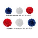 Fourth-4th of July Imemorial-Day Party-Decorations - 8pcs Red White Blue Patriotic Banner Hanging USA Garland Streamers, Paper Tissue Pom Poms Flowers,America Independence Day Decor Lasting Surprise