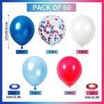 Red White Blue Balloons, 60pcs Pearl Navy Light Blue Matte Red White Confetti Helium Latex Balloons for Patriotic Veterans Memorial Day Baseball Nautical Theme Birthday Baby Shower Party Decorations