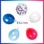 Red White Blue Balloons, 60pcs Pearl Navy Light Blue Matte Red White Confetti Helium Latex Balloons for Patriotic Veterans Memorial Day Baseball Nautical Theme Birthday Baby Shower Party Decorations