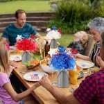 Maysing 3 Sets 4th of July Table Centerpieces Memorial Independence Day Patriotic Red White Blue Artificial Hydrangeas Flower with Vase and Glitter Stars Picks for Home Office(Iron Color)