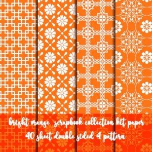 bright orange scrapbook collection kit paper - 40 sheet double sided 4 patterns: 8x8 paper for scrapbooking & DIY craft - origami - decoupage - paper ... - Decorative crafting Paper for invitation &