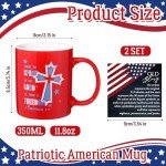 Vicenpal Independence Day Gifts – 12oz Red & Blue Christian Cups with Cross and Bible Verse, Patriotic Mugs with “glory of America” Card, 4th of July Home Décor, Gift-ready Box