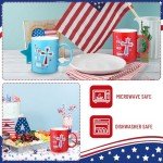 Vicenpal Independence Day Gifts – 12oz Red & Blue Christian Cups with Cross and Bible Verse, Patriotic Mugs with “glory of America” Card, 4th of July Home Décor, Gift-ready Box