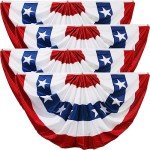 American Flag Bunting for Outside,4th of July Flags Outdoor, USA Pleated Fan Flag 1.5x3 FT,Patriotic Decor Bunting Banner,Fourth of July Yard Decorations,Red White and Blue Decor for Outside (4 Pack)