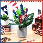 CroBlissful 8 Pcs 4th of July Garden Stake Metal American Flag Yard Sign Patriotic Decor for Independence Day Memorial Day Metal Plant Stick Outdoor Lawn Garden Home Yard Decorations (Rockets)