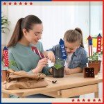 CroBlissful 8 Pcs 4th of July Garden Stake Metal American Flag Yard Sign Patriotic Decor for Independence Day Memorial Day Metal Plant Stick Outdoor Lawn Garden Home Yard Decorations (Rockets)