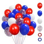 Red White and Blue Balloons,65Pcs Red and Blue Latex Balloons for 4th Of July Patriotic Balloon Graduation Birthday Party Decorations
