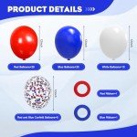 Red White and Blue Balloons,65Pcs Red and Blue Latex Balloons for 4th Of July Patriotic Balloon Graduation Birthday Party Decorations