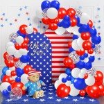 Red White and Blue Balloons,65Pcs Red and Blue Latex Balloons for 4th Of July Patriotic Balloon Graduation Birthday Party Decorations