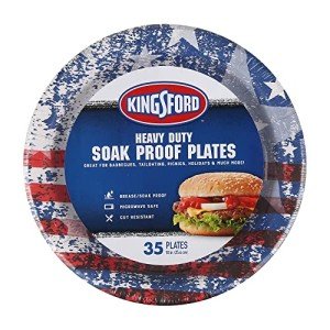 Kingsford Heavy Duty Soak Proof Round Paper Plates - For Barbecues, Picnics & Holidays - Microwave Safe, American Flag, Patriotic Plate - 10 Inch - 35 Count