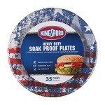 Kingsford Heavy Duty Soak Proof Round Paper Plates - For Barbecues, Picnics & Holidays - Microwave Safe, American Flag, Patriotic Plate - 10 Inch - 35 Count