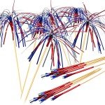 PheiLa Firework Picks 100 Pack 4th of July Cocktail Picks Patriotic Decorative Red White Blue Firework Picks Cupcake Drink Sticks Independence Day Party Supplies