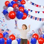 Red White and Blue Balloons,65Pcs Red and Blue Latex Balloons for 4th Of July Patriotic Balloon Graduation Birthday Party Decorations