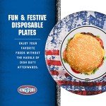 Kingsford Heavy Duty Soak Proof Round Paper Plates - For Barbecues, Picnics & Holidays - Microwave Safe, American Flag, Patriotic Plate - 10 Inch - 35 Count