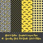 Black & Yellow Scrapbook & origami Paper 40 Specialtiy Sheet Pack Double Sided 4 Pattern: colored gift wrapping paper - decoupage - paper craft - ... crafting Paper for Card Making & invitation