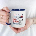 CafePress Snoopy Happy B Day America Mug 11 oz (325 ml) Ceramic Coffee Mug