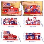 4 Pieces Patriotic Table Decoration 4th of July Wooden Table Centerpiece Independence Day Wood Letter Sign Home of Free God Bless America Table Decoration for Patriotic Party Memorial Day Home Decor