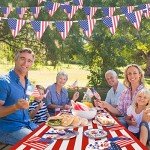 4th of July Party Suppliers, Servers 24 Guests Patriotic Paper Plates Napkins Forks Tablecloth, Red White Blue Gnome Tableware Dinnerware Kit for Memorial Day Independence Day Decorations Decor Party