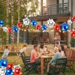 24pcs Red White Blue Star Balloons,18 inch Foil Mylar Star Balloons,4th of July Aluminum Foil Balloon for Brithday,Anniversary,Independence Day Party Decorations (5-pointed star balloons)