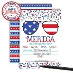 Amanda Creation MERICA Patriotic Party Invitations, 20 5x7 Fill In Cards with Twenty White Envelopes