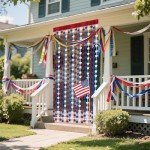 cnomg LOLStar 4th of July Decorations Patriotic Party Photo Booth Prop Streamer Backdrop 3 Pack Red White and Blue Star Tinsel Foil Fringe Curtains for Memorial Day Veterans Day