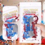 cnomg LOLStar 4th of July Decorations Patriotic Party Photo Booth Prop Streamer Backdrop 3 Pack Red White and Blue Star Tinsel Foil Fringe Curtains for Memorial Day Veterans Day